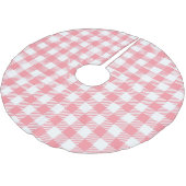 Modern Eenvoudig Roze Wit Gingham Check Kerstboom Rok (Gekanteld)