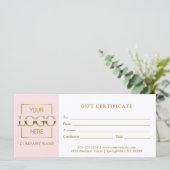 Modern Eenvoudig Roze Zakelijk Logo Cadeaubon (Staand voorkant)