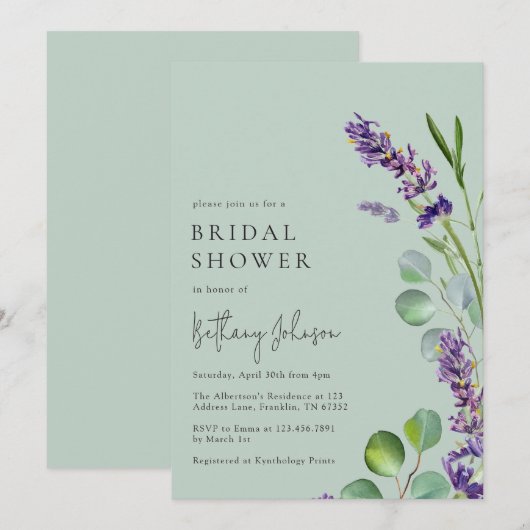 Modern Eenvoudig Salie Groen Bloemen Vrijgezellenf Kaart (Voorkant / Achterkant)