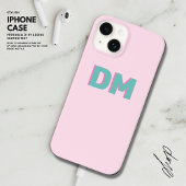 Modern Eenvoudig Schaduwmonogram Initialen Roze Gr Case-Mate iPhone Case