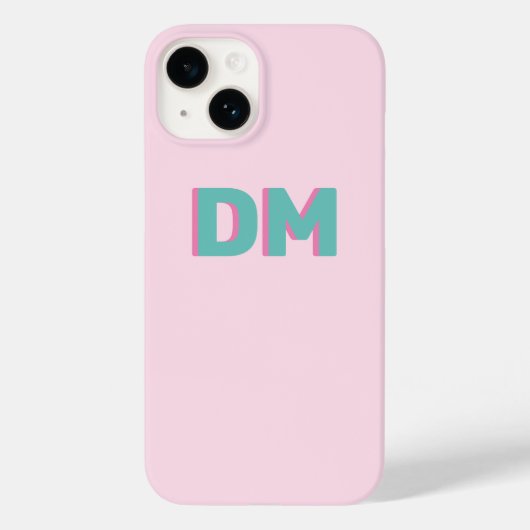 Modern Eenvoudig Schaduwmonogram Initialen Roze Gr Case-Mate iPhone Case (Achterkant)