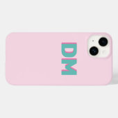 Modern Eenvoudig Schaduwmonogram Initialen Roze Gr Case-Mate iPhone Case (Achterkant (horizontaal))