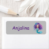 Modern eenvoudig schattig zeemeermin kinder naamla etiket (Insitu)