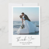 Modern eenvoudig script 2 foto bruiloft bedankkaart (Voorkant)