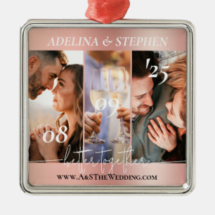 Modern eenvoudig script 3 fotowebsite Instagram Metalen Ornament