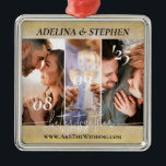 Modern eenvoudig script 3 fotowebsite Instagram Metalen Ornament<br><div class="desc">Modern, eenvoudig en elegant kerstornament met drie foto's, met een lay-out in galeriestijl en een scriptkalligrafie - "beter samen" (zodat u uw eigen offerte en trouwkleuren kunt personaliseren), op een rozen gouden achtergrond. Je familie en vrienden zullen het geweldig vinden. ★ Personaliseer gemakkelijk het ontwerp met uw details! ★ Controleer...</div>