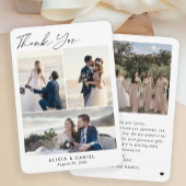 Modern eenvoudig script 4 foto collage bruiloft bedankkaart