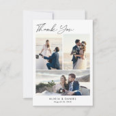 Modern eenvoudig script 4 foto collage bruiloft bedankkaart (Voorkant)