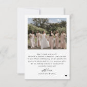 Modern eenvoudig script 4 foto collage bruiloft bedankkaart (Achterkant)