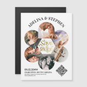 Modern Eenvoudig Script 6 Foto QR CODE Sla de datu Magnetische Uitnodiging (Voorkant / Achterkant)