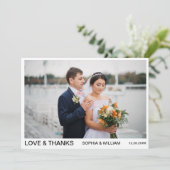 Modern eenvoudig script aangepaste foto bruiloft bedankkaart (Staand voorkant)