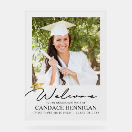 Modern eenvoudig script Afstuderen welkome foto Acryl Bord