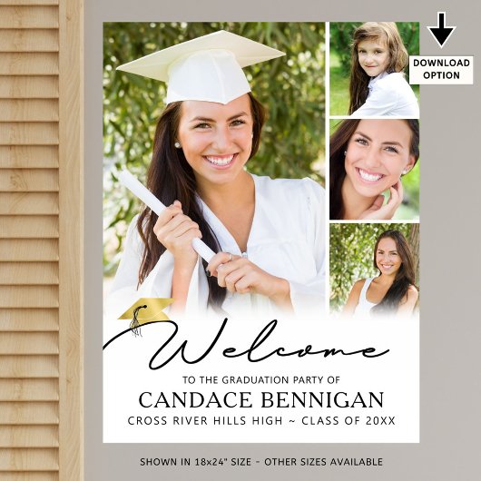 Modern eenvoudig script Afstuderen welkomstfoto 4 Poster