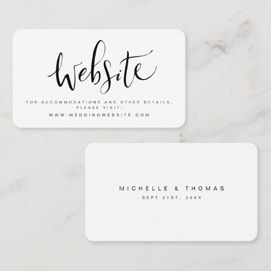 Modern Eenvoudig Script Bruiloft website Insert ka Plaatskaartje (Voorkant / Achterkant)
