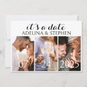 Modern Eenvoudig Script Drie Fotogalerij QR CODE Save The Date (Voorkant)
