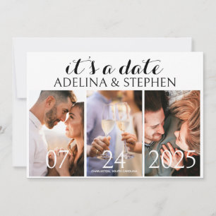 Modern Eenvoudig Script Drie Fotogalerij QR CODE Save The Date