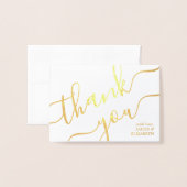 Modern eenvoudig script en foto bruiloft bedankt folie kaarten (Voorkant met envelop)