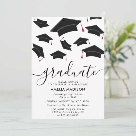 Modern eenvoudig script foto afstudeerfeest kaart (Staand voorkant)