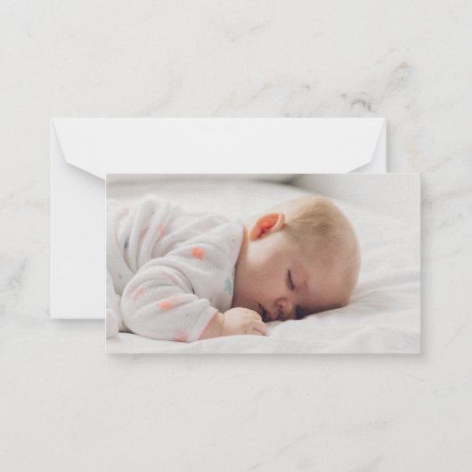 Modern eenvoudig script foto baby shower dank u notitiekaartje (Achterkant)