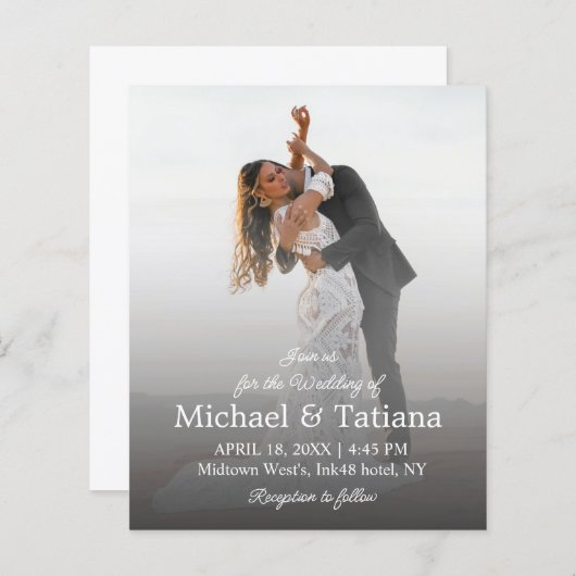 Modern eenvoudig script foto bruiloft uitnodiging (Voorkant / Achterkant)