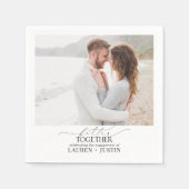 Modern Eenvoudig Script Foto Engagement Party Servet (Voorkant)