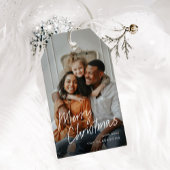 Modern Eenvoudig Script Foto Vrolijk Kerstfeest Cadeaulabel