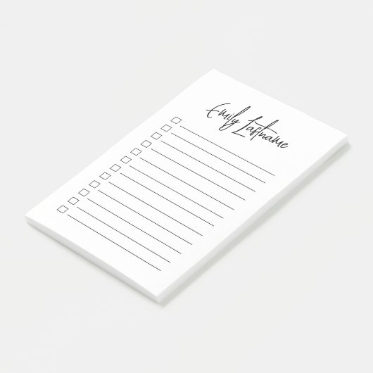 Modern eenvoudig script gepersonaliseerde notities post-it® notes (Schuin)