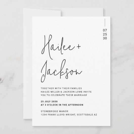 Modern eenvoudig script met fotominimalistische br kaart (Voorkant)