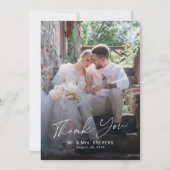 Modern eenvoudig script multi foto bruiloft bedankkaart (Voorkant)