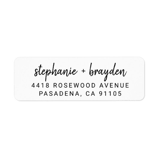 Modern eenvoudig script naam bruiloft retour adres etiket (Voorkant)