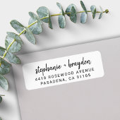 Modern eenvoudig script naam bruiloft retour adres etiket