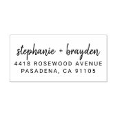 Modern eenvoudig script naam bruiloft retour adres rubberstempel (Afrduk)