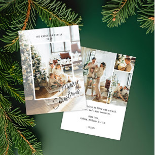 Modern Eenvoudig Script Overlay 4 Foto Kerstmis Feestdagenkaart