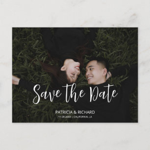 modern eenvoudig script Trouwen Save The Date Foto Briefkaart