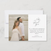 Modern eenvoudig script trouwfoto bedankkaart (Voorkant)