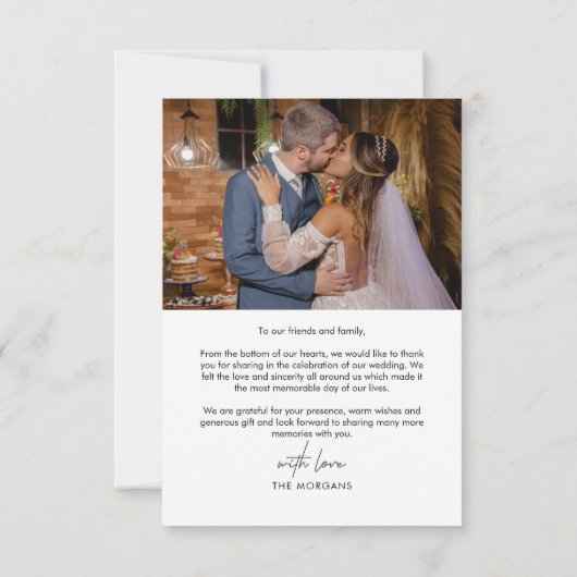 Modern eenvoudig script trouwfoto bedankkaart (Achterkant)