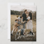 Modern Eenvoudig Script Vrolijk Kerstfeest 2 Foto Feestdagenkaart (Voorkant)