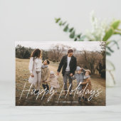 Modern Eenvoudig Script Vrolijk Kerstfeest 2 Foto Feestdagenkaart (Staand voorkant)