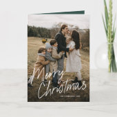 Modern Eenvoudig Script Vrolijk Kerstfeest 5 Foto Feestdagen Kaart (Voorkant)