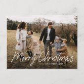 Modern Eenvoudig Script Vrolijk Kerstfeest Familie Feestdagenkaart (Voorkant)