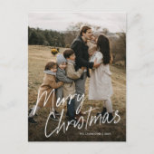 Modern Eenvoudig Script Vrolijke Kerstfoto Feestdagenkaart (Voorkant)