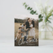 Modern Eenvoudig Script Vrolijke Kerstfoto Feestdagenkaart (Staand voorkant)