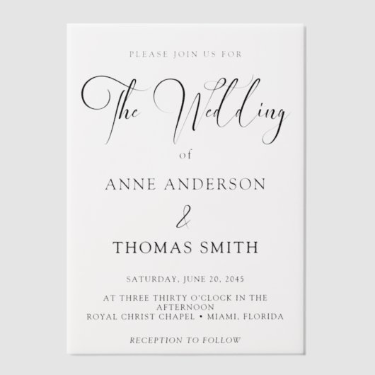 Modern Eenvoudig Script Wedding Ovelay Vellum Uitnodigingen (Voorkant)