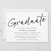 Modern Eenvoudig Script Zwart Wit Foto Afstuderen Aankondiging (Voorkant)