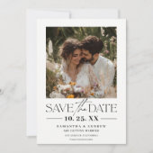 Modern eenvoudig script zwart wit foto's bruiloft save the date (Voorkant)