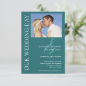 Modern Eenvoudig Smaragd Groen Foto- Bruiloft Kaart (Staand voorkant)