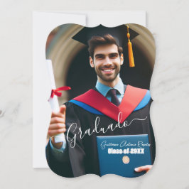 Modern eenvoudig Spaans fotoscript Afstudeerder Kaart