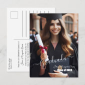 Modern eenvoudig Spaans fotoscript Afstudeerder ui Aankondigingskaart (Voorkant / Achterkant)