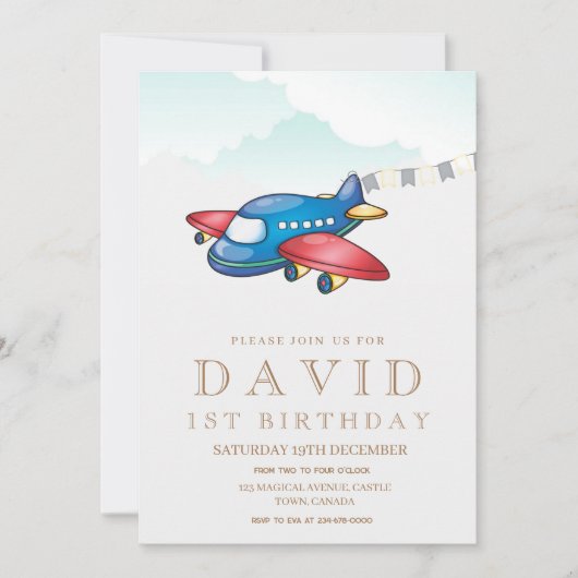 Modern eenvoudig speelgoed-vliegtuig Verjaardagsjo Kaart (Voorkant)