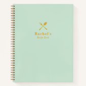 Modern Eenvoudig Stijlvol Groen en Goud Receptenbo Notitieboek (Voorkant)